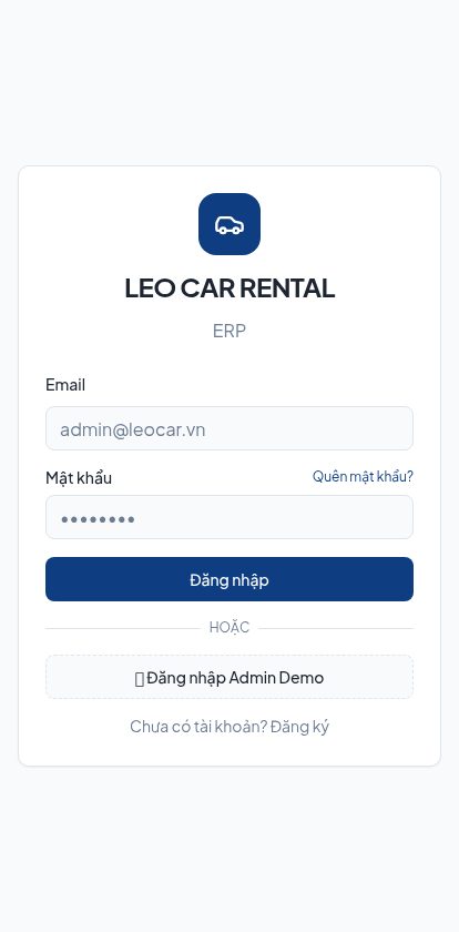 Leo Car Rental Hub — giao diện di động