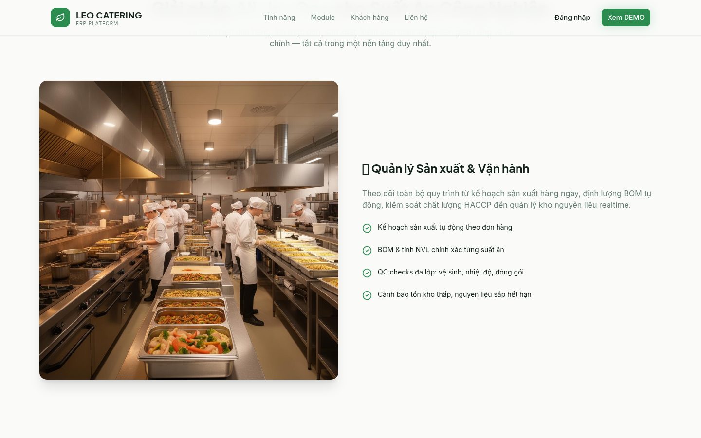 Leo Catering Hub — chi tiết sản phẩm