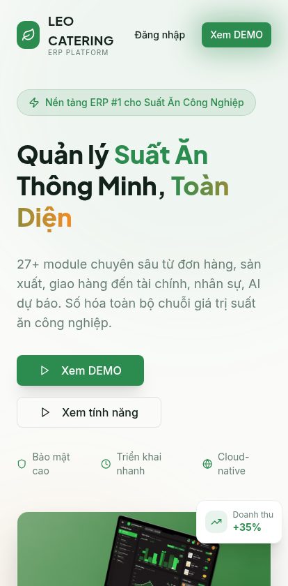 Leo Catering Hub — giao diện di động