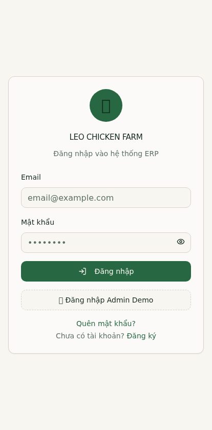 Leo Chicken Farm ERP — giao diện di động