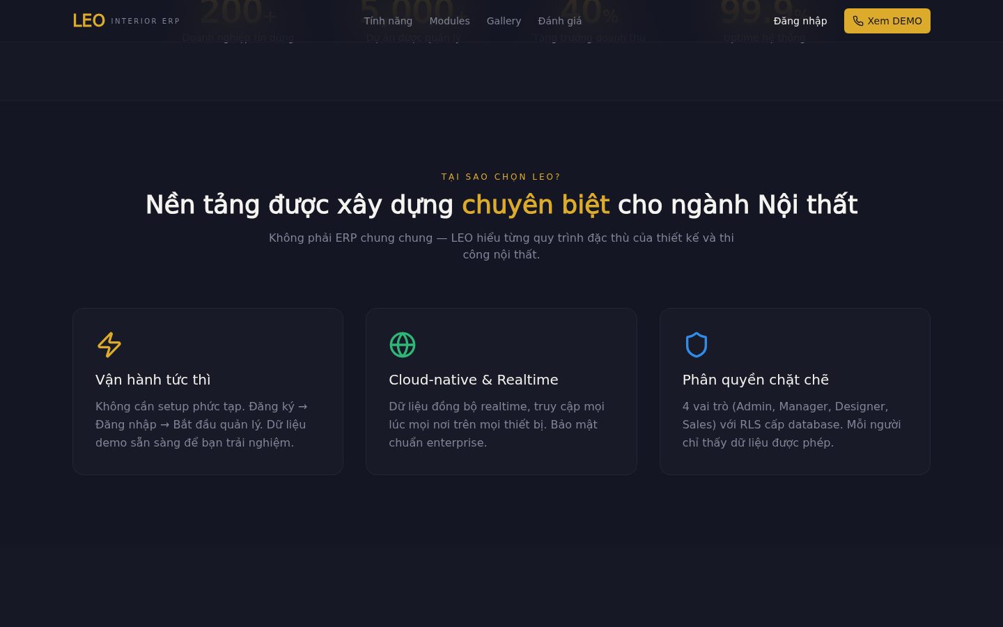 LEO Interior CRM — chi tiết sản phẩm