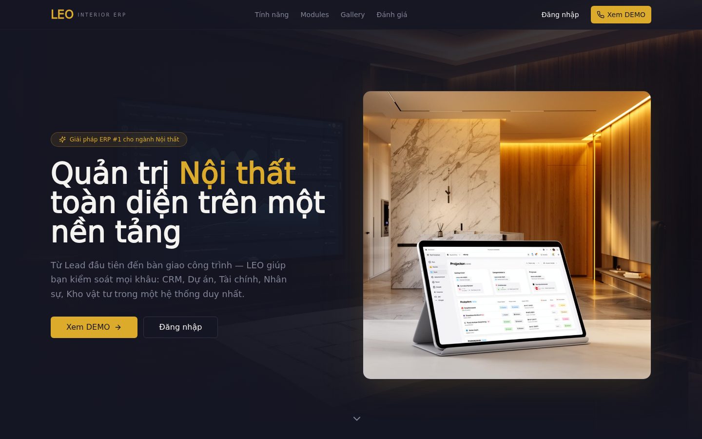 LEO Interior CRM product screenshot
