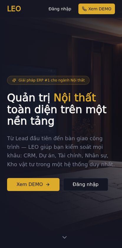 LEO Interior CRM — giao diện di động